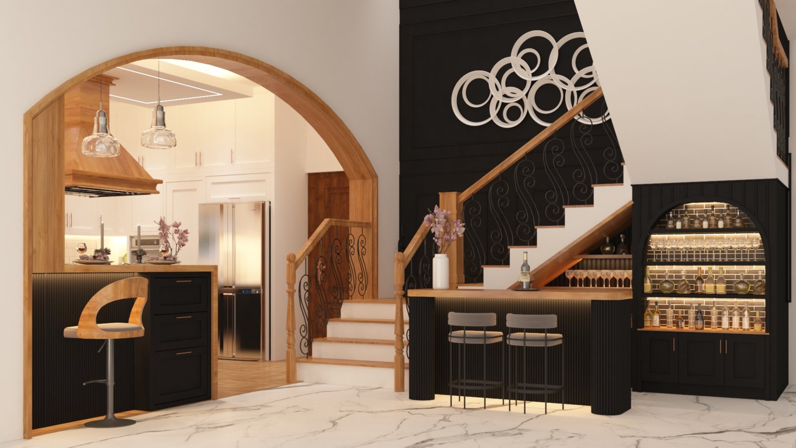 Portfolio bar counter stair area